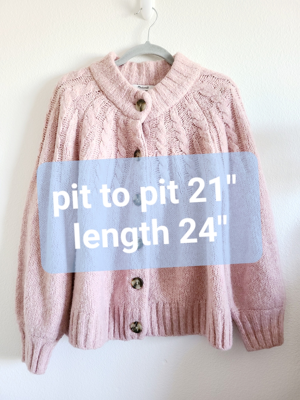 Madwwell Cozy Knit Button-Up Cardigan in Blush Pink - Picture 8 of 8